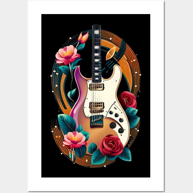 Electric guitar tattoo style 1 Wall Art by Dandeliontattoo